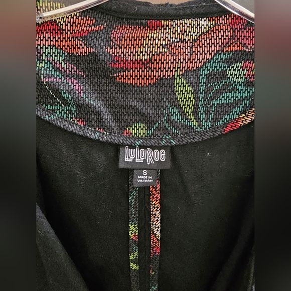 Lularoe floral and black hooded jacket - Picture 3 of 5